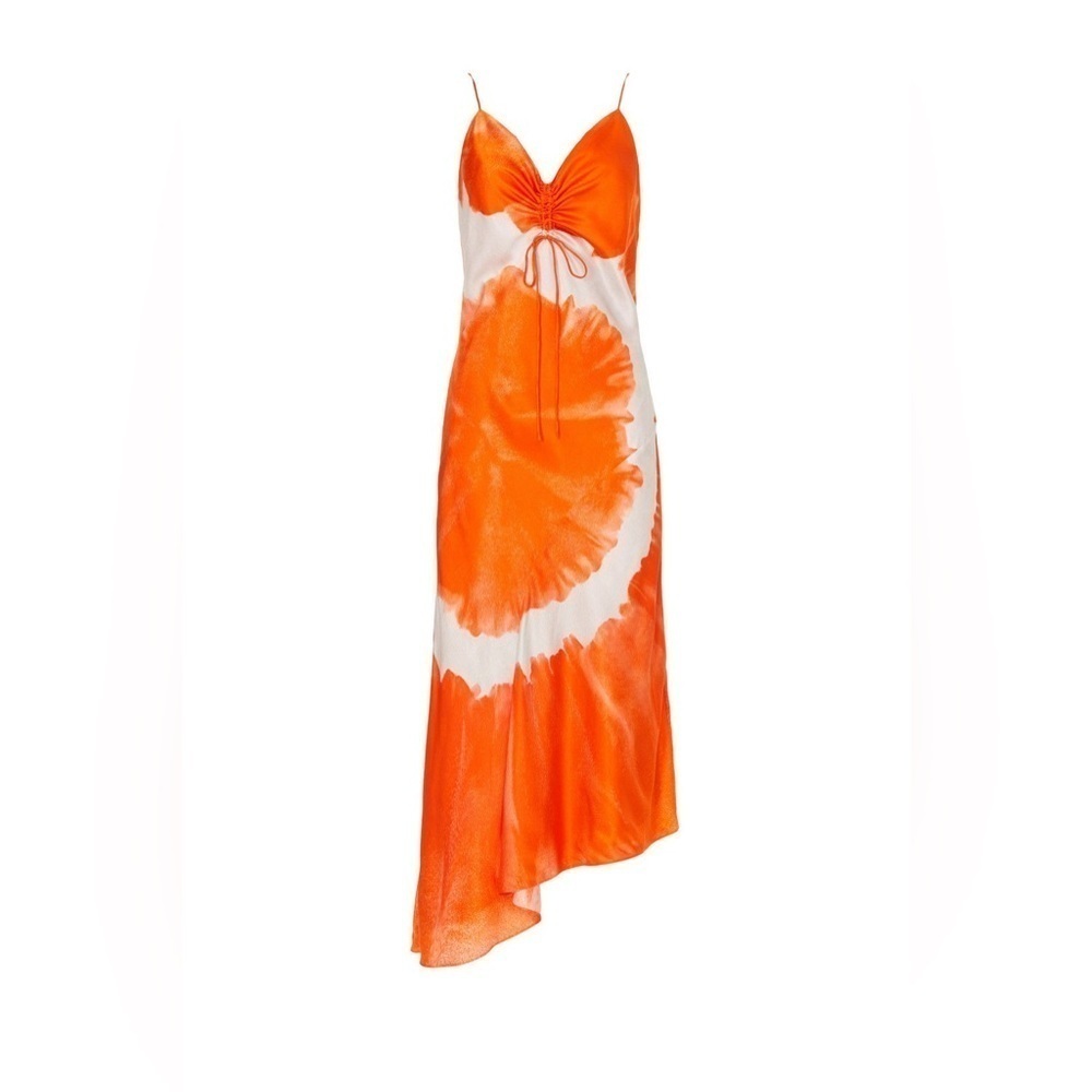 NEW All Saints Alexia Mariana Silk Blend Tie Dye Midi Dress Orange 🍊 - Picture 10 of 16